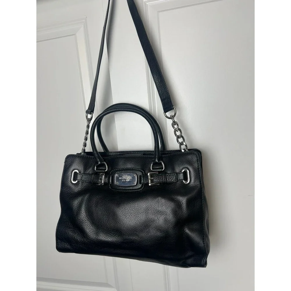 Black Michael kors Hamilton large pebbled leather